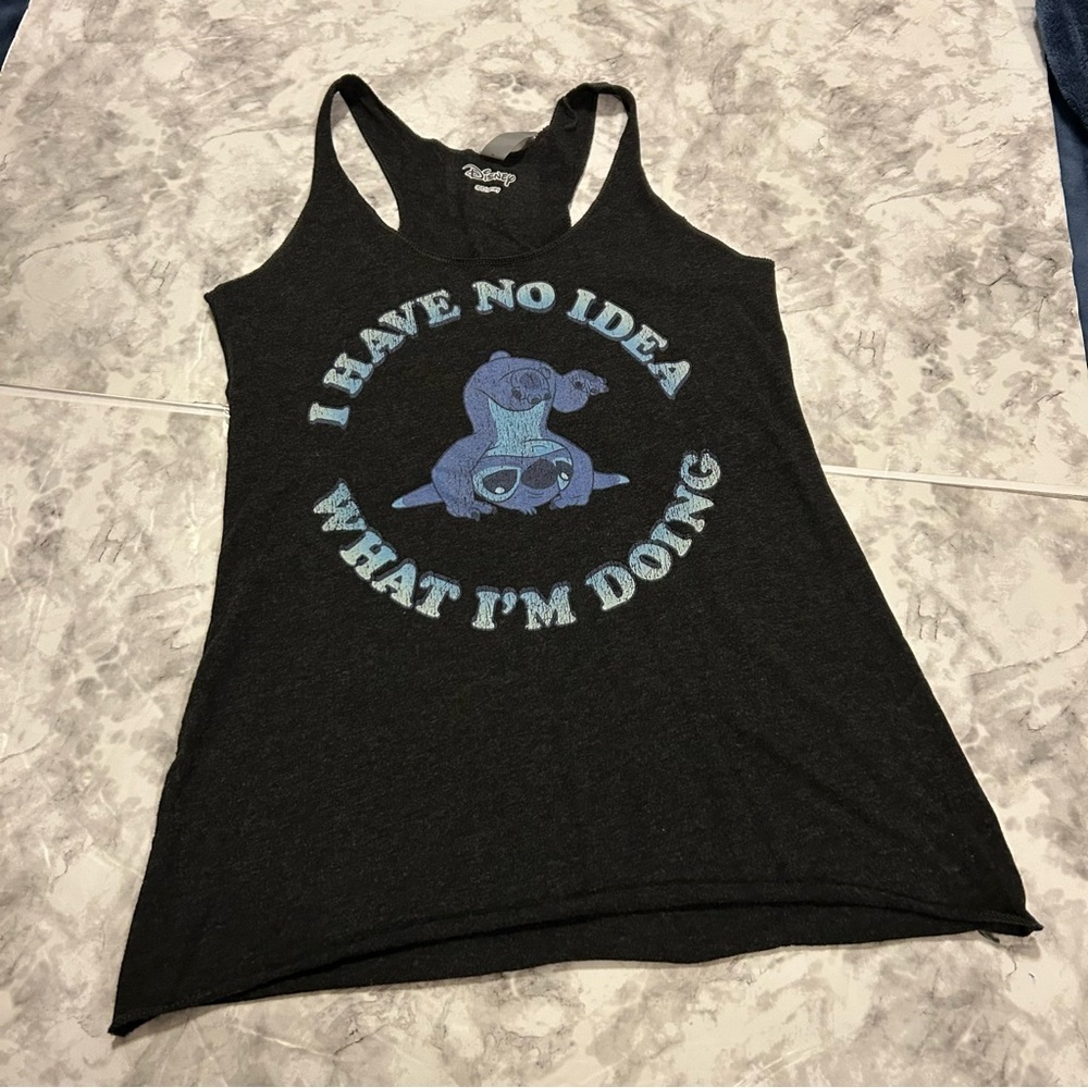 Women’s Disney Stitch Black Gray Heathered Tank Top Size XS